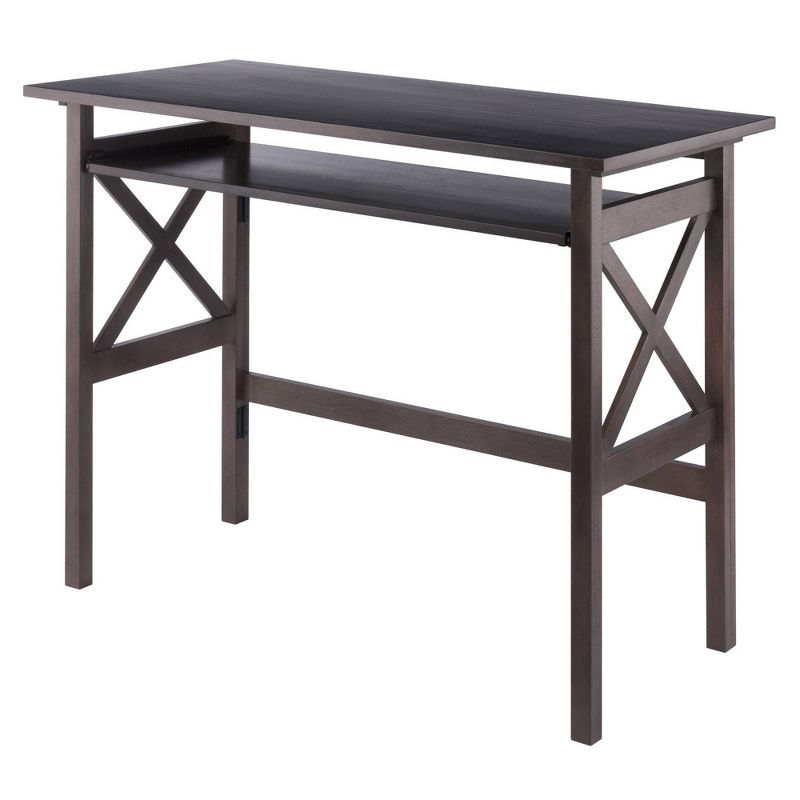 Oyster Gray Foldable Wood Desk with Keyboard Tray