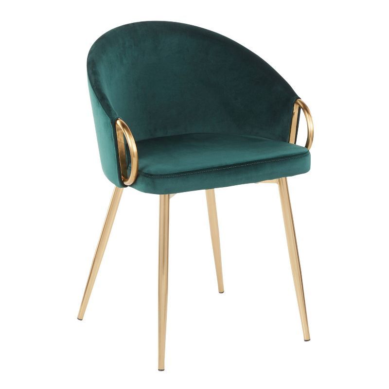 Emerald Green Velvet Upholstered Dining Chair with Gold Metal Frame