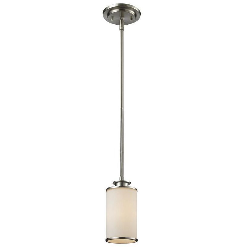 Savannah Brushed Nickel Mini Pendant with Opal Glass Shade