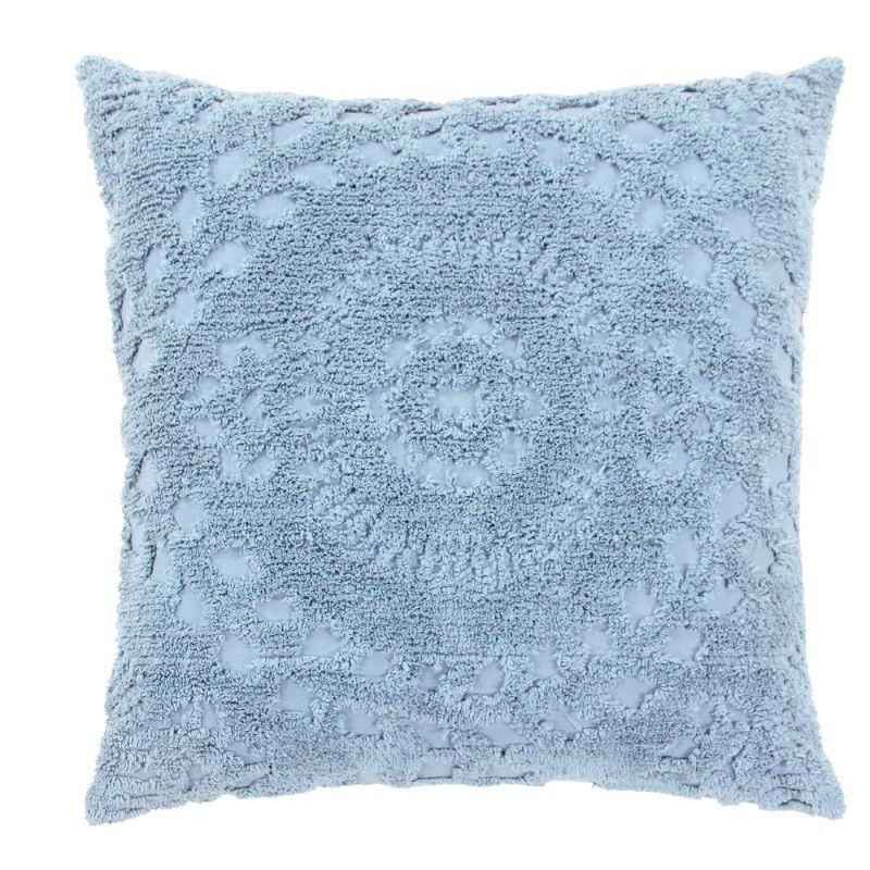 Blue Cotton Tufted Floral Euro Sham