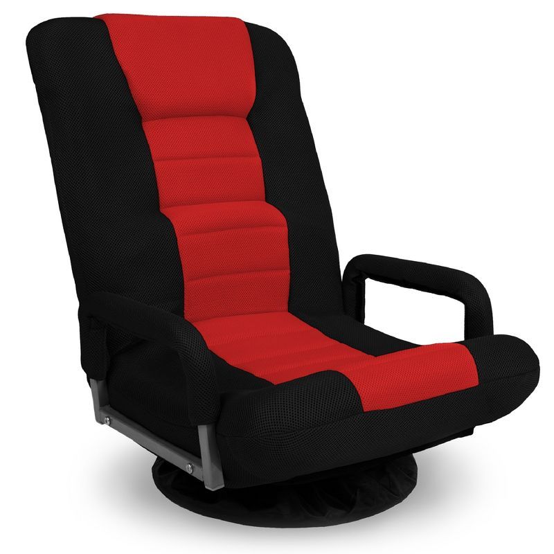 Swivel Flex Gaming Floor Chair with Adjustable Backrest - Black/Red