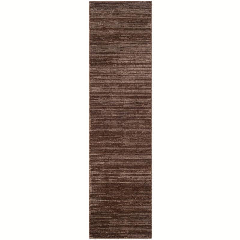 Elegant Brown Synthetic 2'2" x 10' Hand-Knotted Area Rug