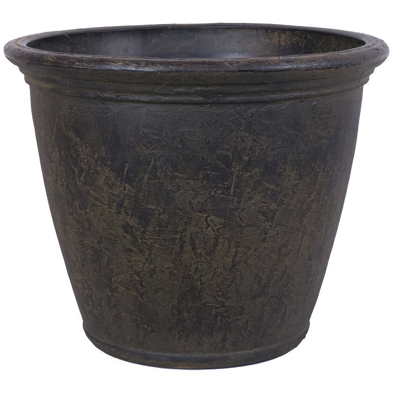 Anjelica Rustic Sable 24" Double-Walled Polyresin Outdoor Planter