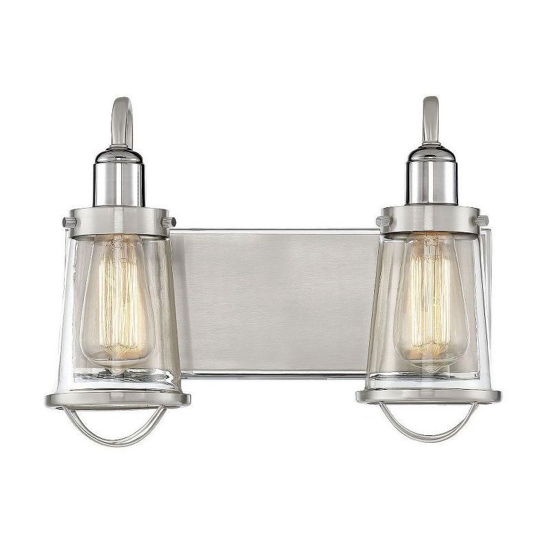 Lansing Satin Nickel and Polished Nickel 2-Light Vanity Fixture