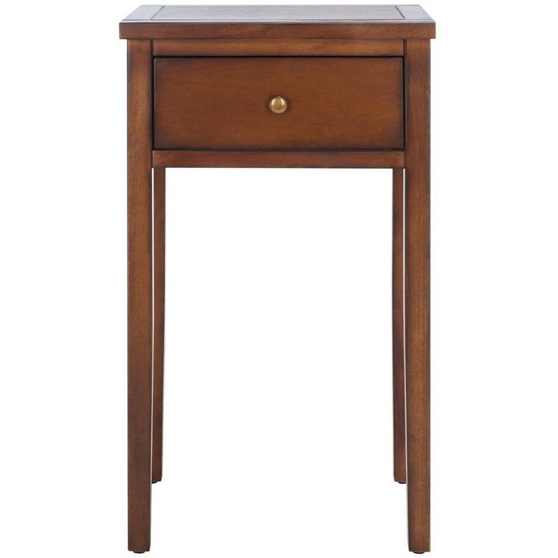 Transitional Abel Brown Pine and Stone Nightstand with Storage