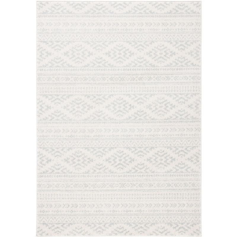 Ivory and Light Grey Hand-Knotted Synthetic 3x5 Area Rug