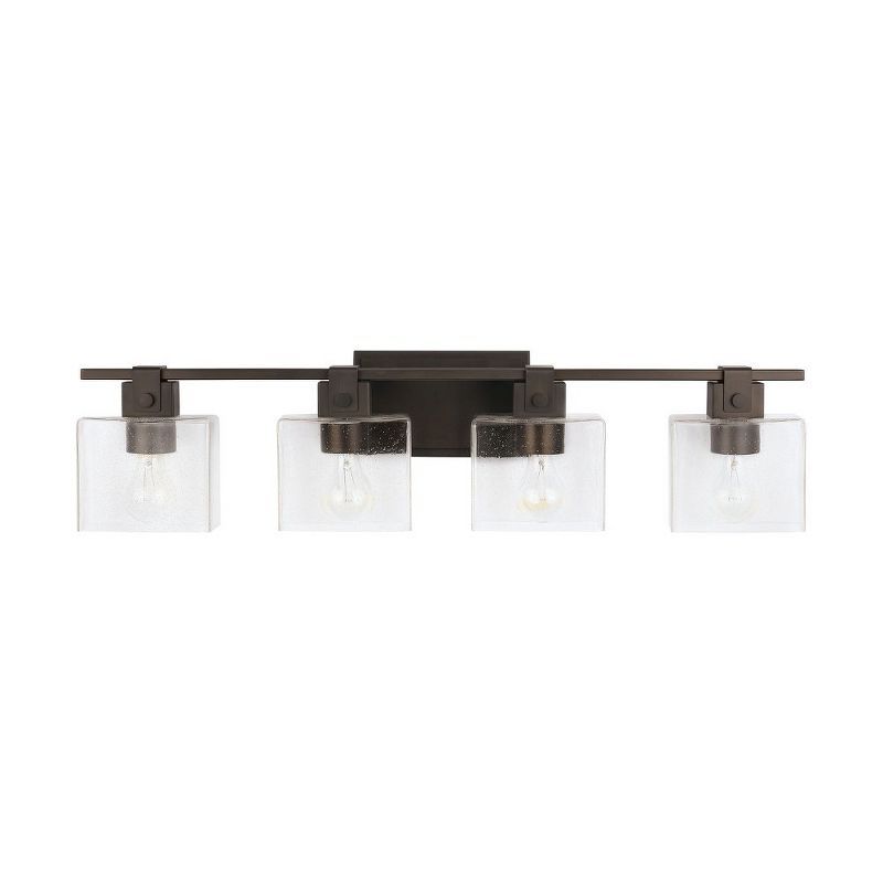 Oil Rubbed Bronze 4-Light Vanity with Clear Seeded Glass Shades