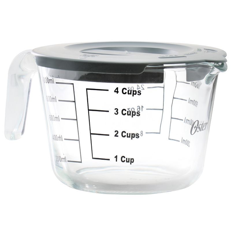 Oster 4 Cup Clear Glass Measuring Cup with Snap Lid