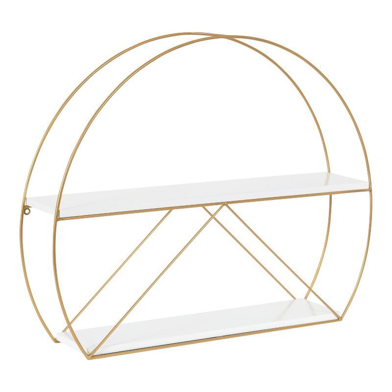 White and Gold Mid-Century Modern Wall Shelf