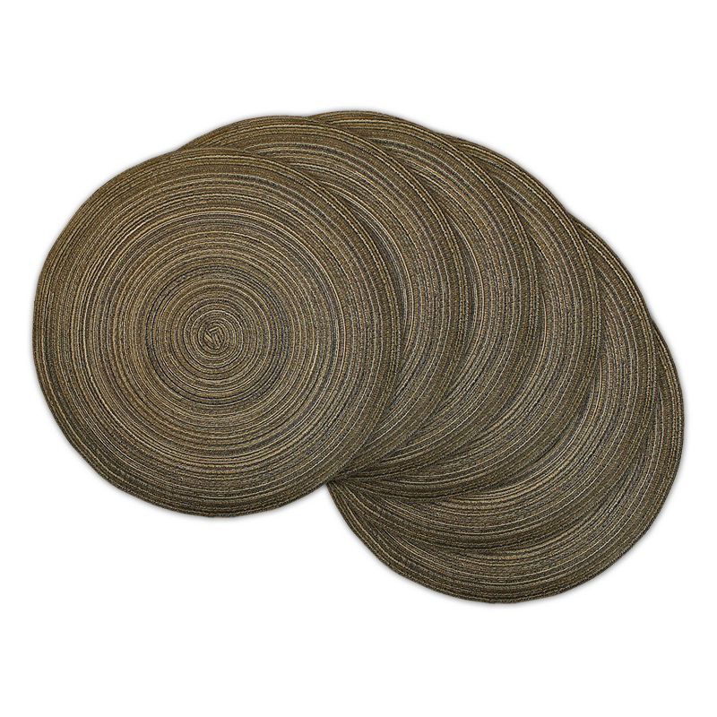 Set of 6 Brown Round Polypropylene Woven Placemats