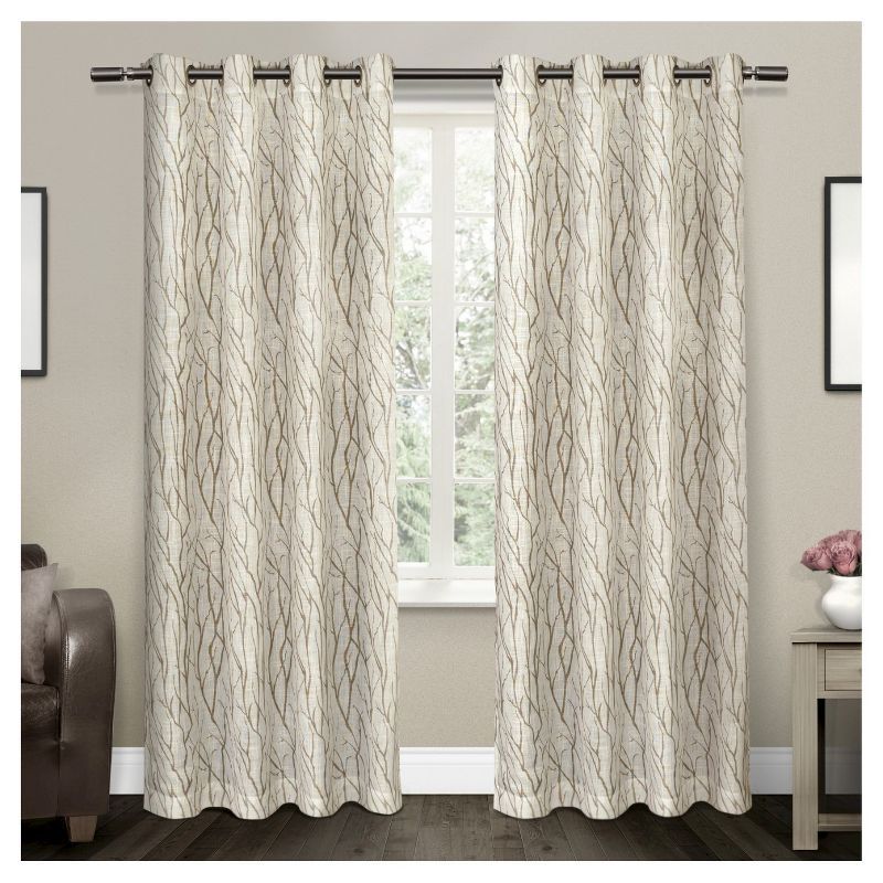 Oakdale Taupe Light-Filtering Polyester Linen Grommet Curtains, 54"x96"