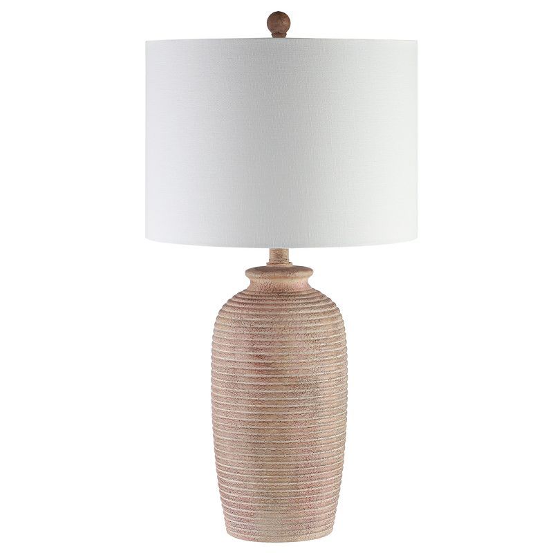 Sandy Pearl Weathered Urn Shape Table Lamp with White Shade