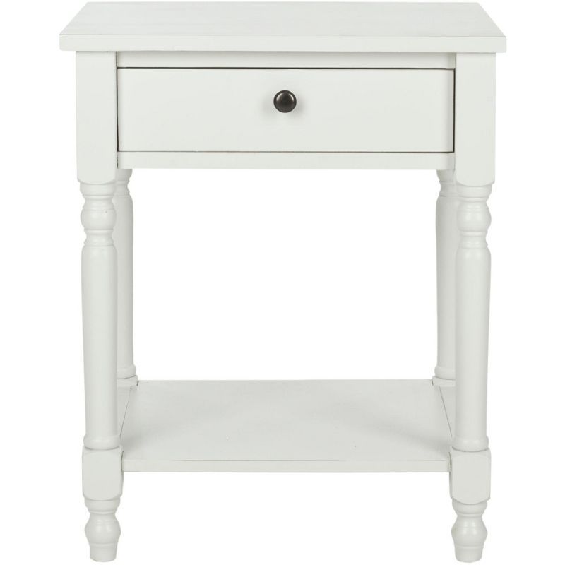 Tami Off-White Poplar Wood Nightstand with Storage Drawer
