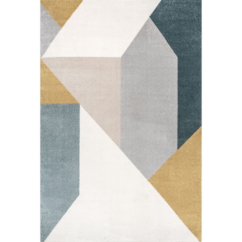 Gray and Multicolor Abstract Synthetic Area Rug, 6.5 x 9 ft