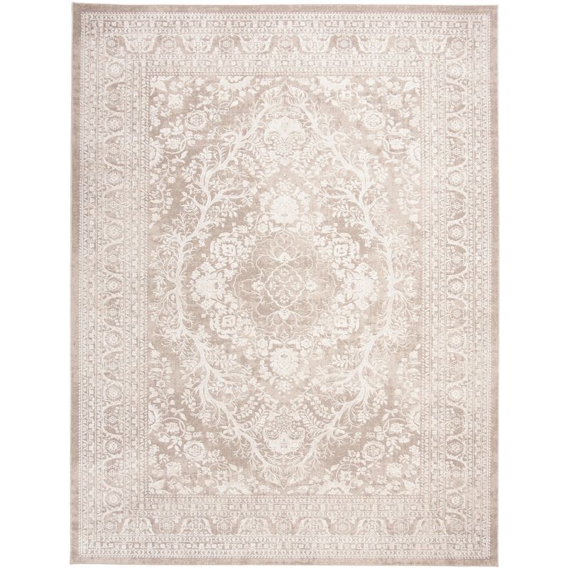 Elegant Floral Medallion 6' x 9' Beige and Cream Area Rug