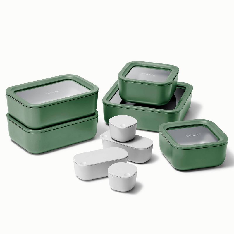 Sage 14-Piece Glass Food Storage Set with Ceramic Coating