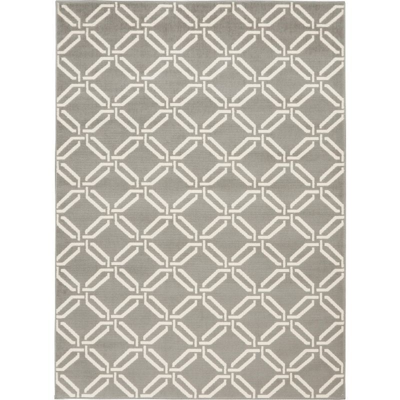 Trellis Chic Gray Synthetic 5' x 7' Hand-Knotted Area Rug