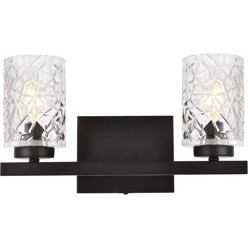 Cassie 2-Light Black and Clear Glass Bath Sconce