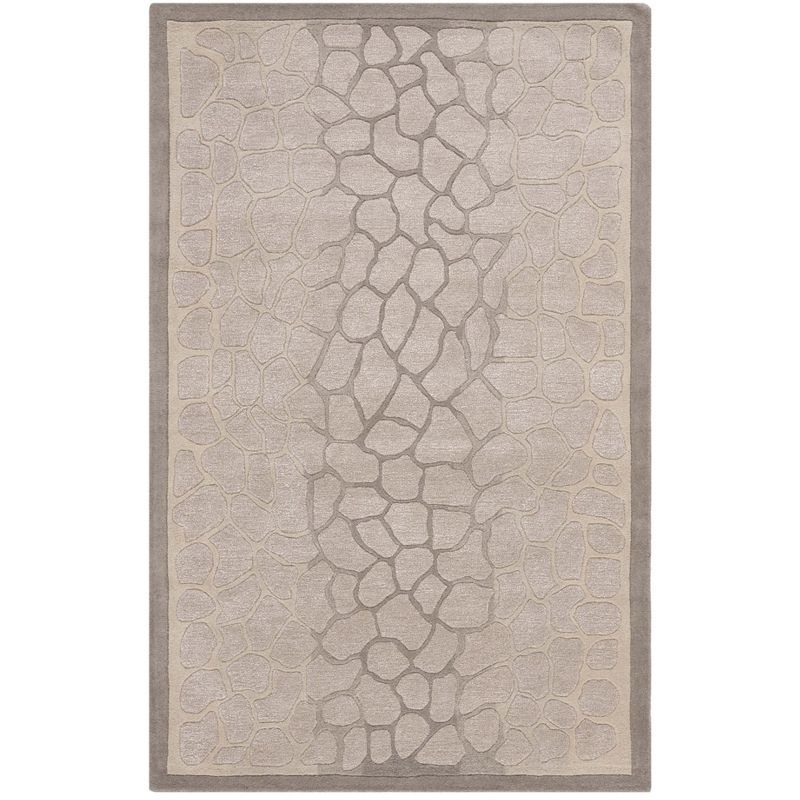 Gray Geometric Hand-Knotted Wool Area Rug, 4' x 6'