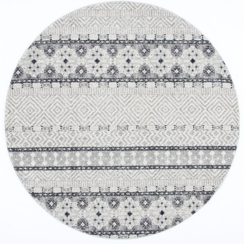 Gray Round Hand-knotted Synthetic Area Rug