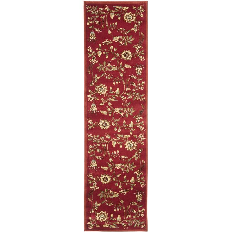 Lyndhurst Red and Multi Floral Synthetic Runner Rug, 2'3" x 8'