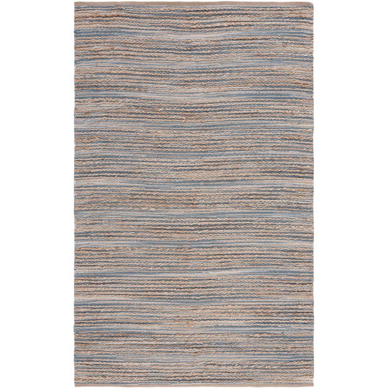 Cape Cod Blue and Beige Handwoven Cotton Area Rug 4' x 6'