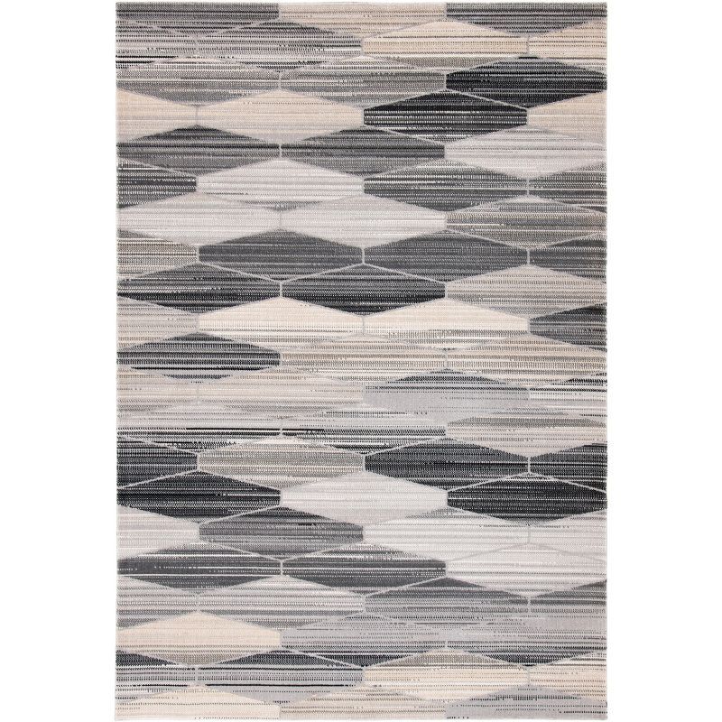 Grey and Dark Grey Geometric 6' x 9' Synthetic Area Rug