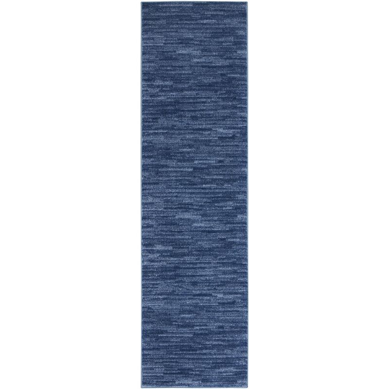 Navy Blue Solid Synthetic Indoor/Outdoor 2'2" x 7'6" Area Rug