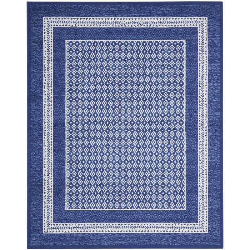 Ivory Geometric 7'10" x 10' Flat Woven Synthetic Area Rug