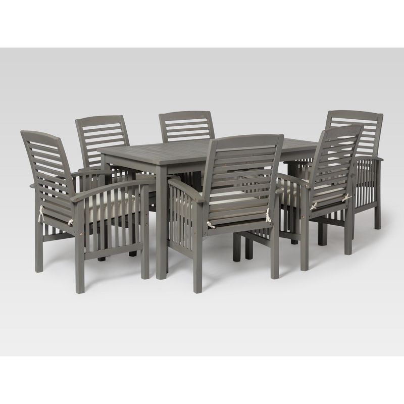 Gray Wash Acacia Wood 6-Person Rectangle Patio Dining Set