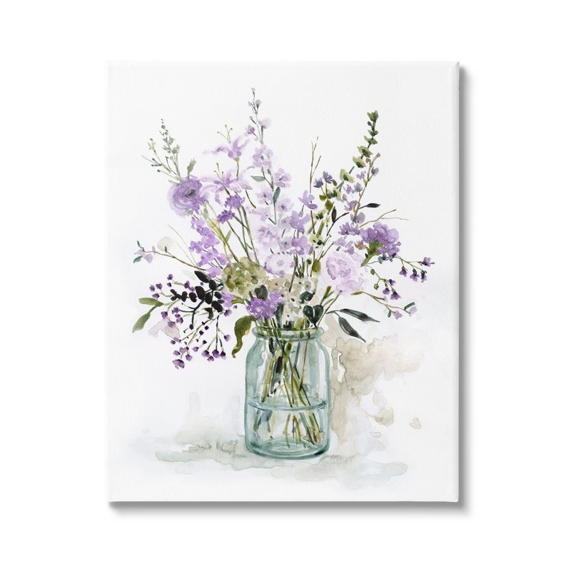 Mixed Purple Botanicals Flower Arrangement Canvas Wall Art, 16 x 20
