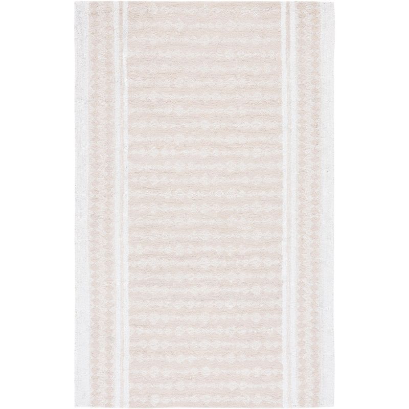 Ivory and Beige Hand-Tufted Wool and Silk 8' x 10' Area Rug