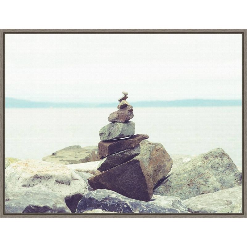 Bay Rocks and Beach II Framed Canvas Print, 24" x 18"