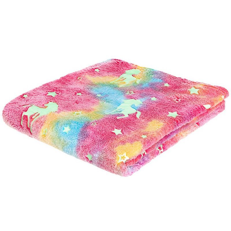 Pink Rainbow Glow-in-the-Dark Unicorn Blanket - 50x60 Inch