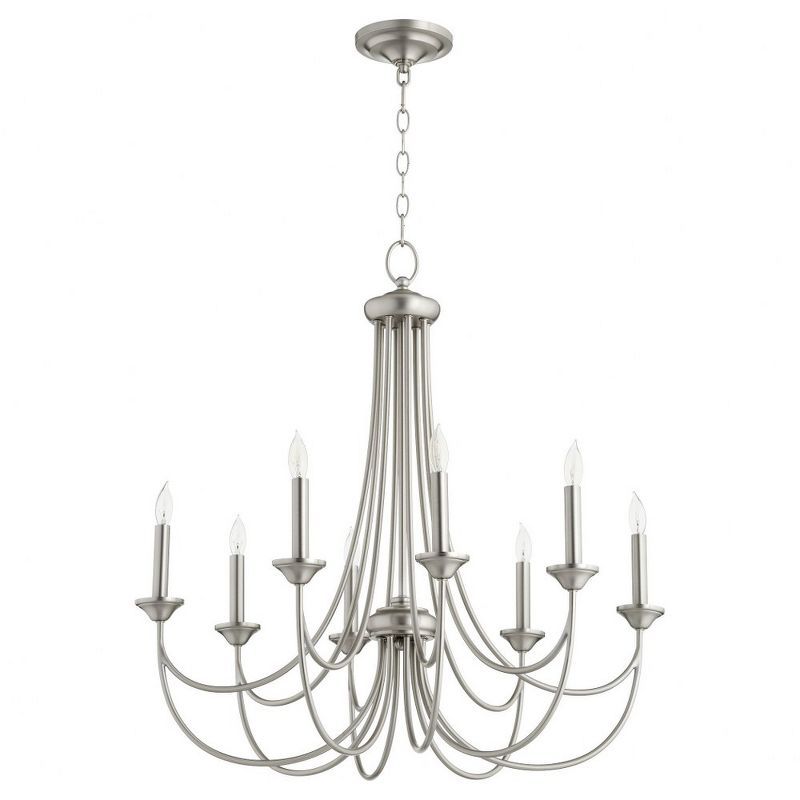 Elegant Satin Nickel 8-Light Transitional Chandelier