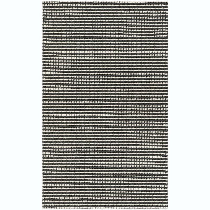 Ivory and Black Hand-Tufted Wool Rectangular Rug 3' x 5'