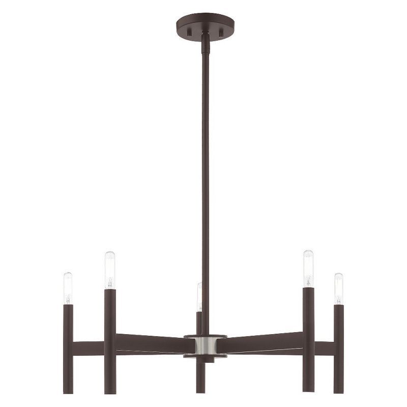 Bronze 5-Light Mid-Century Modern Chandelier