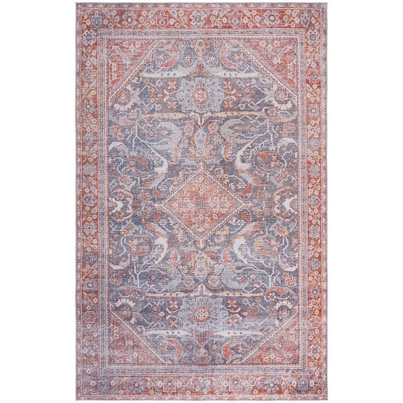 Elegant Gray 4' x 6' Hand-Knotted Synthetic Area Rug