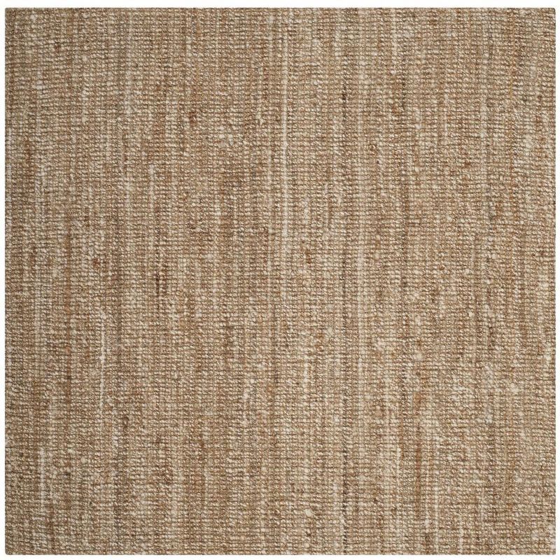 Handmade Natural Ivory Wool 6' Square Non-Slip Area Rug