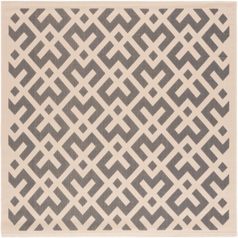 Metro-Modern Grey & Bone Square Synthetic Indoor/Outdoor Rug 5'3"
