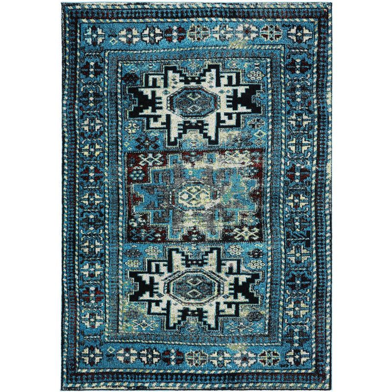 Reversible Black Oriental Synthetic 5' x 7' Area Rug