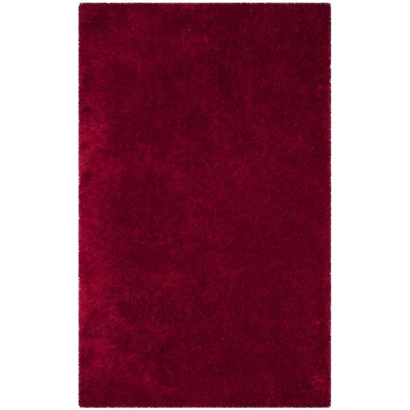 Red Hand-Tufted Synthetic Shag Area Rug 6' x 9'