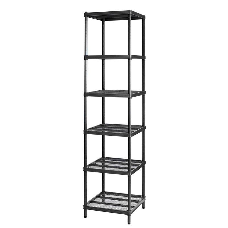 Versatile MeshWorks Black Metal Mesh 6-Tier Shelving Tower