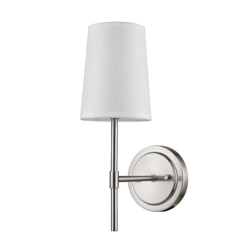 Clarissa Brushed Nickel Modern Glam Lantern Wall Sconce with White Shade