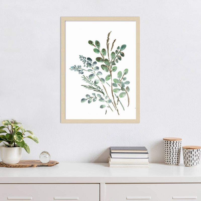 Svelte Natural Framed Botanical Watercolor Wall Art, 19" x 25"