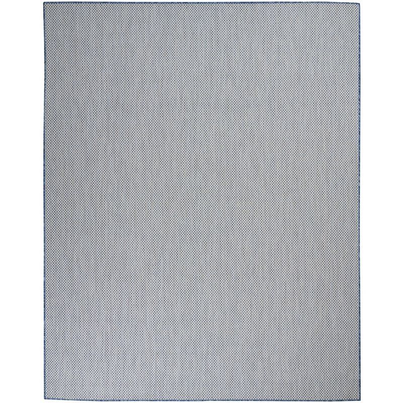 Courtyard Geometric Ivory Blue 10' x 14' Easy-Care Area Rug