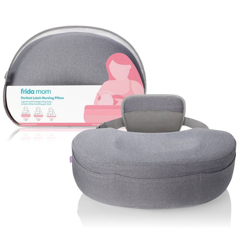 Gray Adjustable Nursing Pillow with Removable Cover