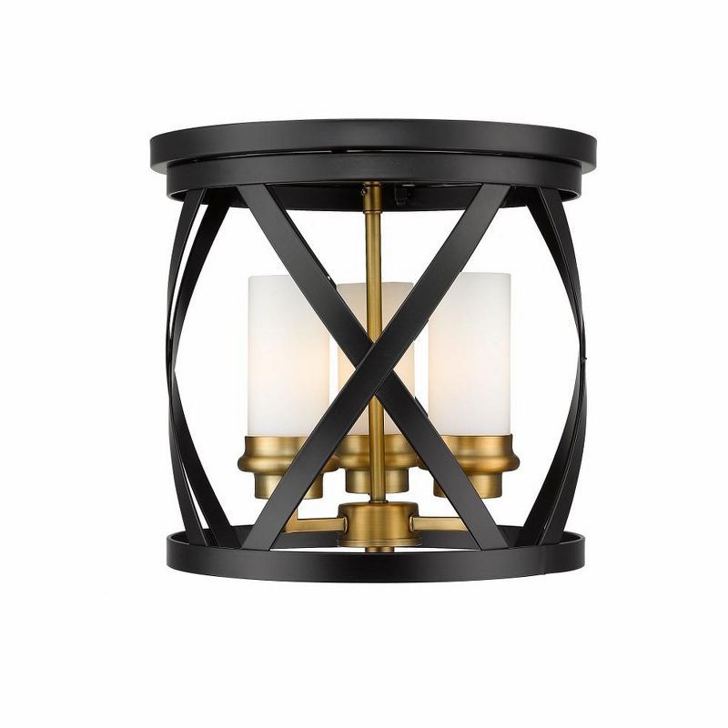 Matte Black and Olde Brass 3-Light LED Flush Mount