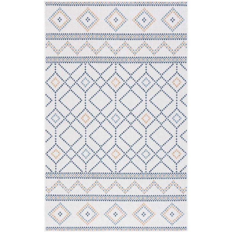 Ivory Round Stain-Resistant Synthetic Area Rug