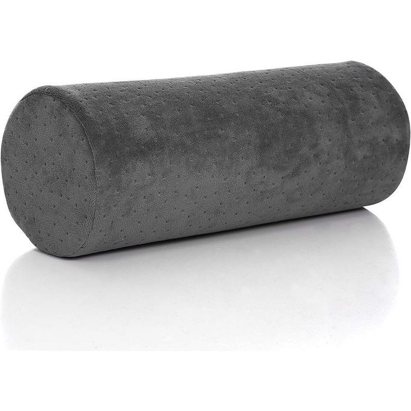 Gray Memory Foam Cervical Bolster Pillow with Washable Cover